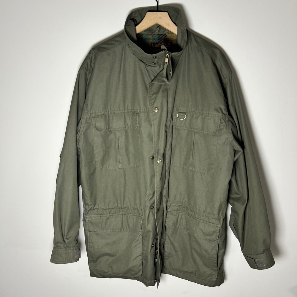 Vintage Eddie Bauer Green Wool Lined Utility Field Jacket Mens XL Mountain Parka